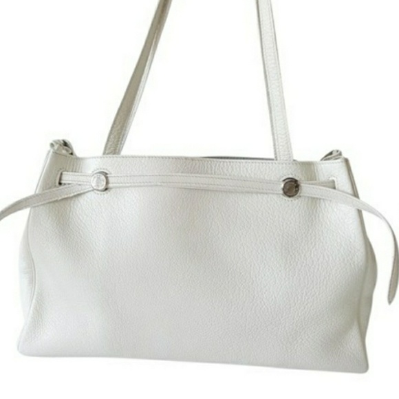 Hermes Handbags - HERMES Clemence Cabas White Leather Sholder Bag